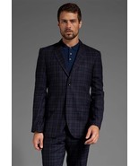 Marc Jacobs Eduard Men Blue Wool Plaid Sport Coat Suit Jacket Blazer XL ... - £70.44 GBP