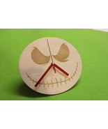 Halloween Jack Skellington Face Round Wooden Clock - $24.88 CAD