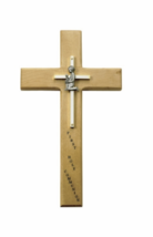 10&quot; Personalized First Communion Boy Maple Wood And Brass Wall Cross - £55.94 GBP