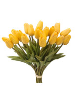 20pcs Yellow PU Real Touch Tulips Flowers 13&quot; for Home Office Wedding De... - $15.83