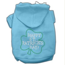 Happy St. Patrick&#39;s Day Rhinestone Dog Hoodie - Baby Blue XXL - £16.22 GBP