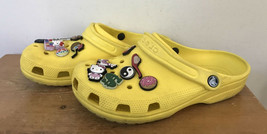 Crocs Yellow Shoes Sandals Hello Kitty Asian Jibbitz Charms 7 Mens 9 Womens - £62.84 GBP