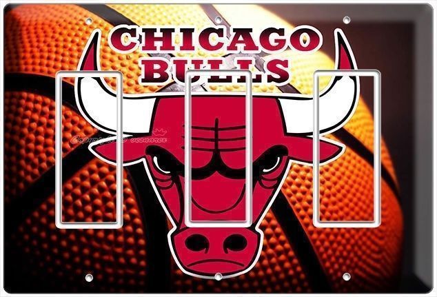 CHICAGO BULLS NBA BASKETBALL CHAMPIONS TRIPLE GFI LIGHT SWITCH WALL PLATE COVER