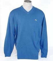 Lacoste Blue V-Neck Long Sleeve Cotton Knit Sweater Mens NWT - $149.99