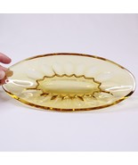 Vintage Amber Yellow Gold Glass Relish Dish Oval Rare Pretty Glass Dish - $4.80