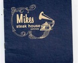 Mike&#39;s Steak House Souvenir Menu South Broadway Wichita Kansas 1980&#39;s  - £14.79 GBP