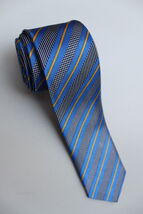 Blue Black White Yellow #1 striped 5cm Necktie - $19.99