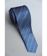 Blue Black White Yellow #1 striped 5cm Necktie - $19.99