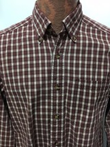 LL Beans M Reg Red Plaid Long-Sleeve Button-Down Cotton Shirt - £22.08 GBP