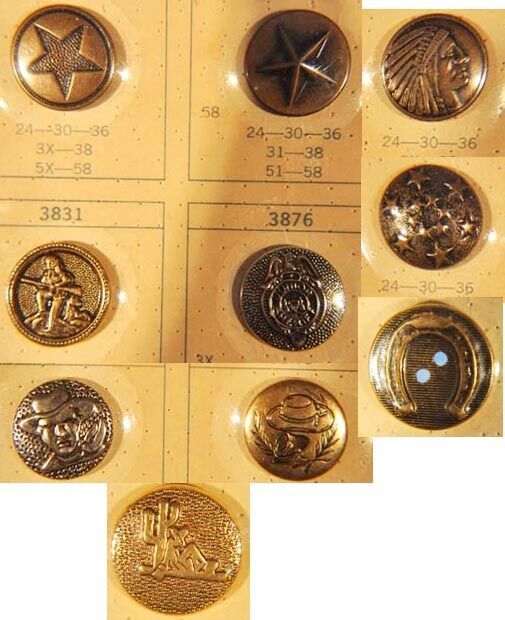 1950s Vintage 10 Metal Button Salesman Sample Cowboy Western Sewing Butt... - $39.60