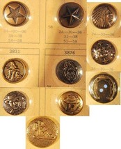 1950s Vintage 10 Metal Button Salesman Sample Cowboy Western Sewing Buttons On - £31.64 GBP