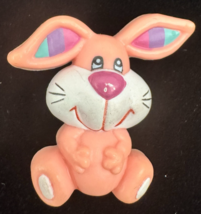 Vintage RUSS Bunny Rabbit Brooch Pink Resin Easter Novelty Lapel Pin - $13.85
