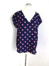 Lilly White Blouse Top Women Size X-Large Blue Polka Dot Pullover Short ... - £21.01 GBP