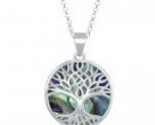 Abalone with tree of life Women&#39;s Necklace .925 Silver 211612 - £64.94 GBP