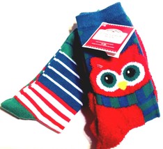 2 Pair Womens Owl Pattern Striped Christmas Holiday Ankle Length Socks B... - £6.59 GBP