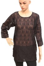 Isabel Marant Etoile Womens Black Alegra Cotton Embroidered Tunic Top Size M 38 - £40.52 GBP