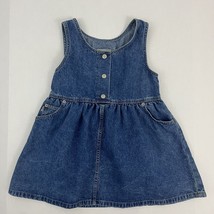 Vintage Levi&#39;s Girls 6X Denim Jumper Dress Snap Front Pockets - £15.94 GBP