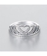 925 Sterling Silver Hearts Tiara with Clear CZ Ring For Women - £16.06 GBP
