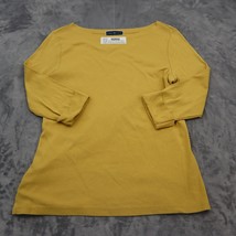 Karen Scott Shirt Womens Large Yellow 3/4 Sleeve Lightweight Casual Cotton - £20.10 GBP