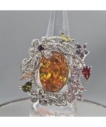 Chuck Clemency Simulated Multi Gemstone Floral Ring Size 9 Stainless Ste... - $929.61 MXN