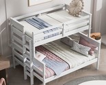 Wooden Twin Over Full Bunk Bed With Ladder And Guardrails, Solid Wood Lo... - $852.99