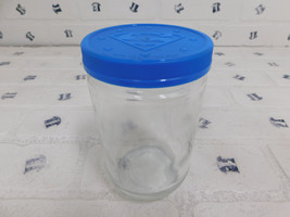 Vintage Superman Peanut Butter Glass Jars Blue Lid 1944 - $19.79