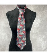 Vtg Bugle Boy Golf Necktie Blue Red White Abstract Polyester Mens Tie Ma... - $25.76 CAD