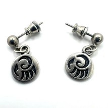 Sterling Silver Earrings 925 Native American Navajo Design Drop Ear Rings  - $21.49