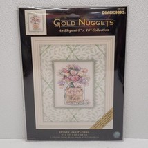 Dimensions Gold Nuggets Honey Jar Floral 8&quot; x 10&quot; Cross Stitch Kit 35100 - £54.45 GBP