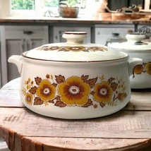 Vtg Porcelain Soup Tureen 1970’s Retro Flower Pattern Mid-Century Modern Kitchen - £20.24 GBP
