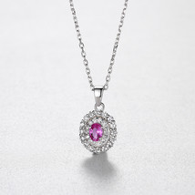 Spinel Necklace 925 Silver Pendant Clavicle Chain Ruby Minimalist - £14.38 GBP