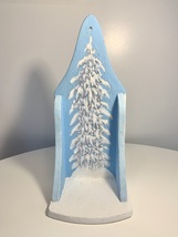 Hand painted Wood Wall Candle Sconce - Winter Tree/Christmas Holiday Dec... - $79.00