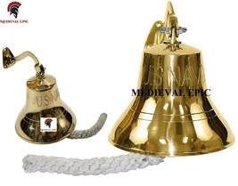 Solid Brass Traditional Ship Bell Wall Mounted Us Navy 6&quot; Indoor/Outdoor... - £29.00 GBP