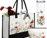  Mothers Day Gifts for Mom Wife, 3 Pcs Floral Canvas Tote Bag Vintage Fl... - £28.74 GBP