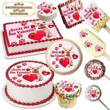 Serás Mi San Valentin Chihuahua Edible Toppers ~ Many Sizes To Choose From! - £9.39 GBP