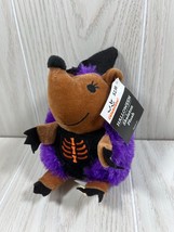MTY International Halloween small purple skeleton hedgehog plush witch hat - £7.78 GBP