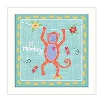 Beetle and Bob Baby Monkey White Framed Print Wall Art - $94.99