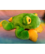 Vintage 1998 TY Buddies Smoochy Green &amp; Yellow Frog Plush 14&quot; - £7.76 GBP