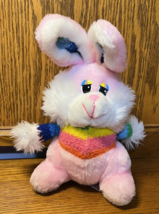 Pink Easter Bunny Rabbit Plush Rainbow Shirt &amp; Ears 10&quot; Atlanta Novelty Vintage - $7.80