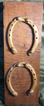 Western Cowboy Iron Horseshoes Horse Shoes Mounted on Old Reclaimed Wood... - $50.70