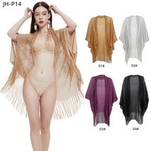 Women&#39;s summer sunshade shawl with hollow thin cuffs and tassels - $17.99
