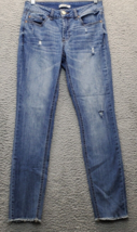 Refuge Jeans Womens Size 2 Blue Denim Stretch Cotton Pockets Mid Rise Raw Hem - $18.49