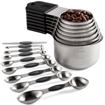 Magnetic Measuring Cups And Spoons Set Including 7 Stainless Steel Stackable Mea - £67.22 GBP