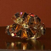 Vintage Juliana Amber &amp; Citrine &amp; Clear Rhinestone Crystal Clamper Bracelet - €134,01 EUR
