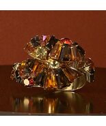 Vintage Juliana Amber &amp; Citrine &amp; Clear Rhinestone Crystal Clamper Bracelet - $216.02 CAD