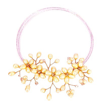 Mini Floral Garland Freshwater Pink Pearls Wrap Necklace - $25.63