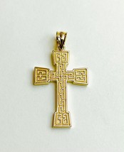 14K gold  Greek Pattern Cross Pendant - £154.97 GBP
