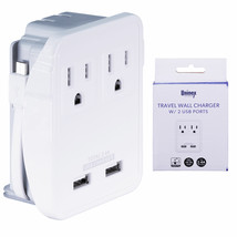 1 Pc Travel Wall Charger Adapter 2 Outlet Dual Usb Port Folding Plug Mic... - $20.99