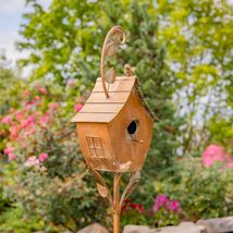 Copper Colored Fancy Design Birdhouse Garden Stakes (Stretched Classic House Sha - £82.12 GBP