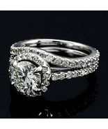 3.00Ct Round Cut White Diamond 925 Sterling Silver Halo Engagement Ring Set - $125.00